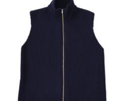 URU /// FRENCH MERINO WOOL ZIP UP KNIT VEST Natural