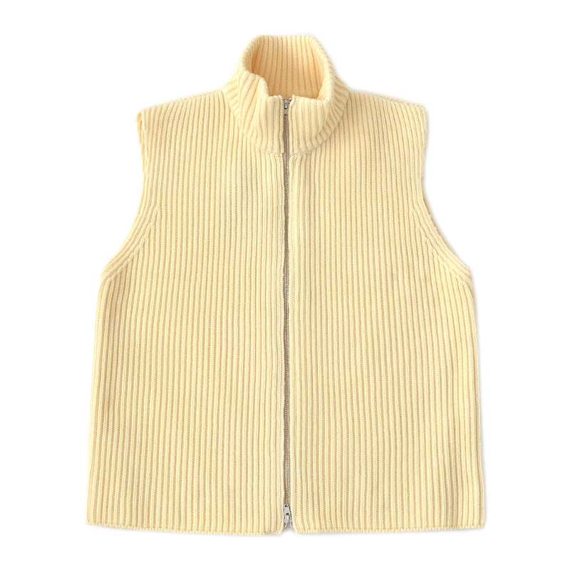 URU (FRENCH MERINO WOOL ZIP UP KNIT VEST Natural) 通販 ｜ SUPPLY