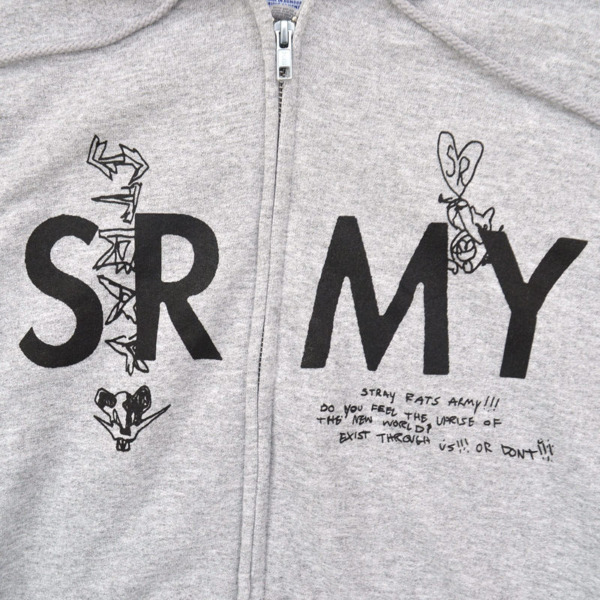 STRAY RATS /// SRMY ZIP HOODED SWEATSHIRT 01