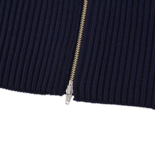 URU /// FRENCH MERINO WOOL ZIP UP KNIT VEST Navy 02