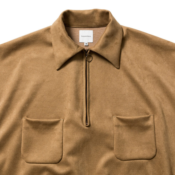 Sasquatchfabrix. /// SYNTHETIC SUEDE HALF ZIP Camel 05