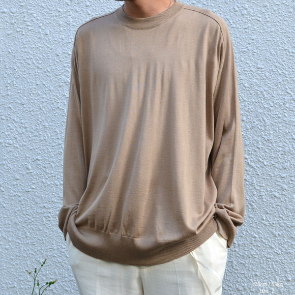 URU /// CREW NECK L/S KNIT Beige 02