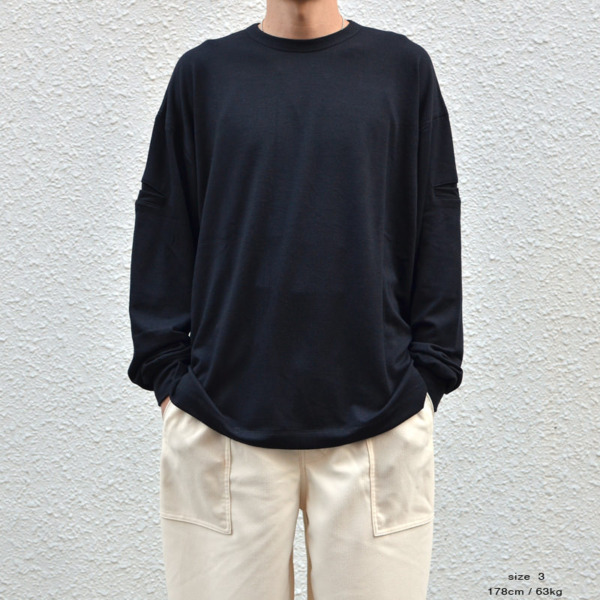 tone /// Air wool long sleeve shirts D.Navy 03