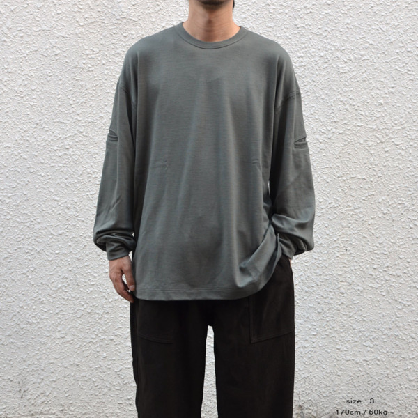 tone /// Air wool long sleeve shirts Sage Green 03