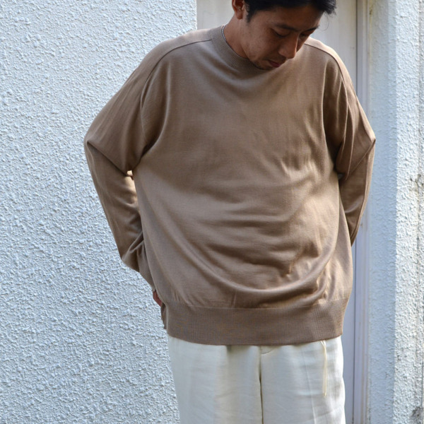 URU /// CREW NECK L/S KNIT Beige 03