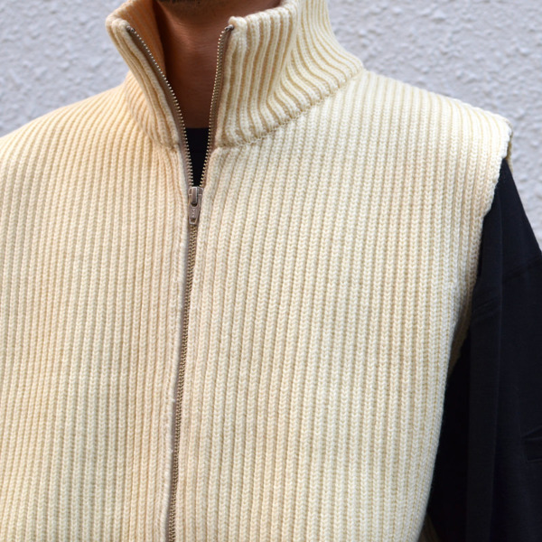 URU (FRENCH MERINO WOOL ZIP UP KNIT VEST Natural) 通販 ｜ SUPPLY