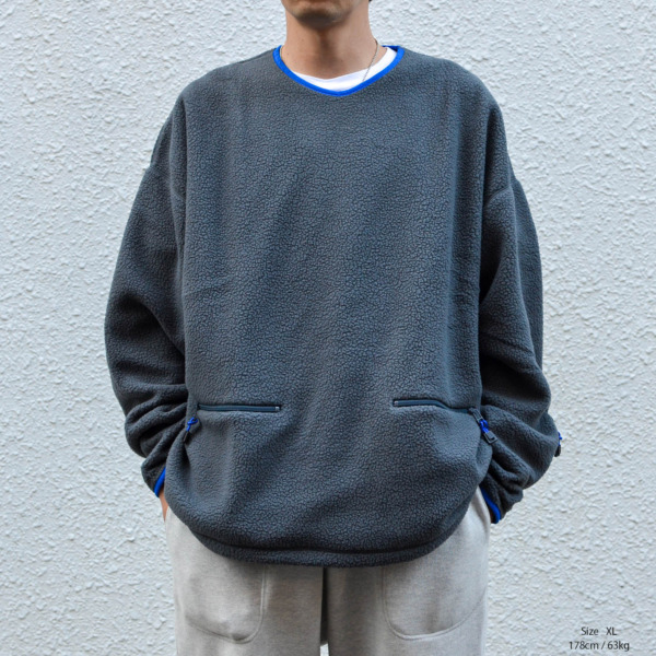 NOROLL /// FLEECE V NECK SWEATER Grey 05