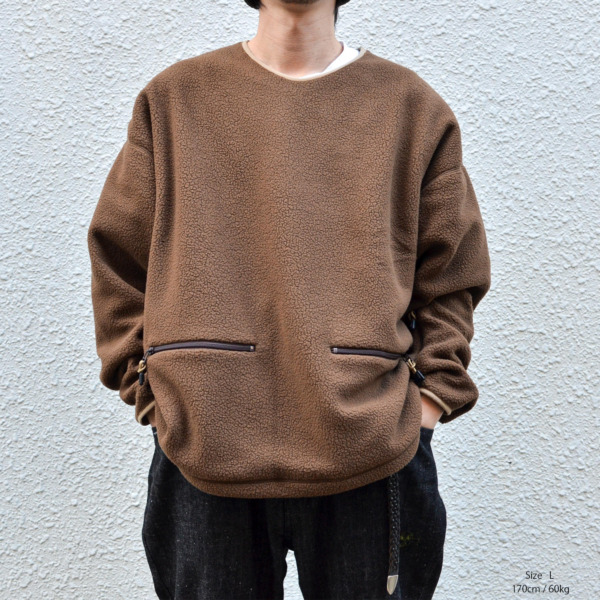 NOROLL /// FLEECE V NECK SWEATER Brown 05