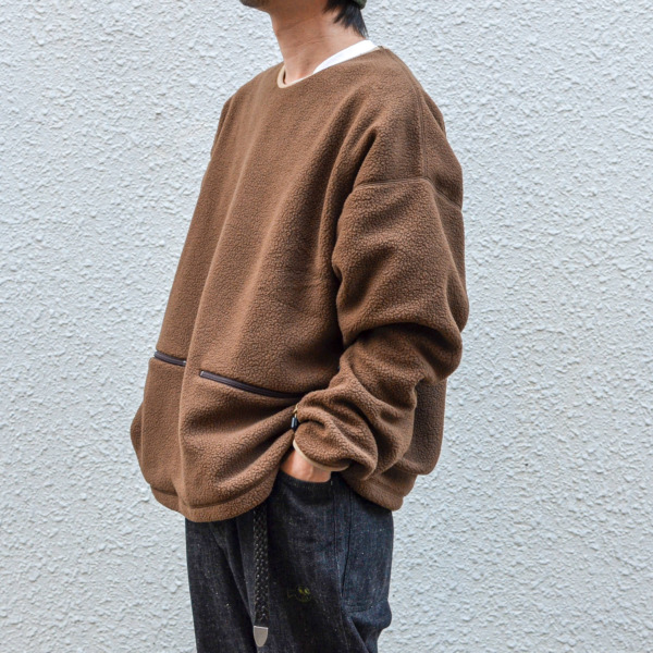 NOROLL /// FLEECE V NECK SWEATER Brown 06