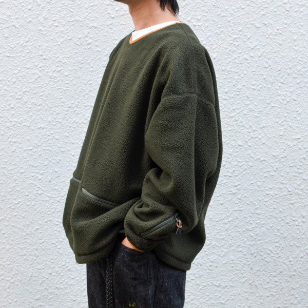 NOROLL /// FLEECE V NECK SWEATER Olive 06