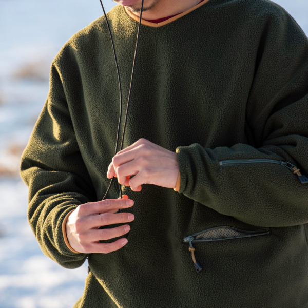 NOROLL /// FLEECE V NECK SWEATER Olive 08