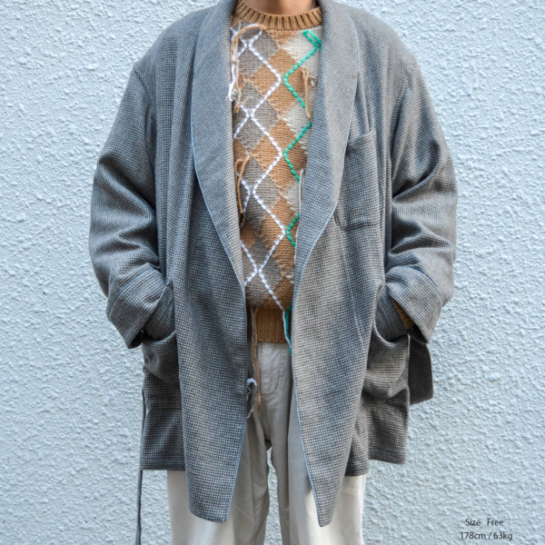 HOMELESS TAILOR /// SHORT ROBE Gray Mix 04