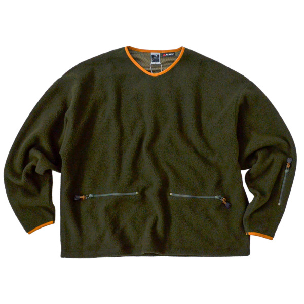 NOROLL /// FLEECE V NECK SWEATER Olive 01