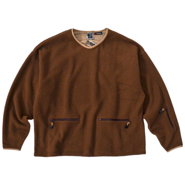 NOROLL /// FLEECE V NECK SWEATER Brown 01