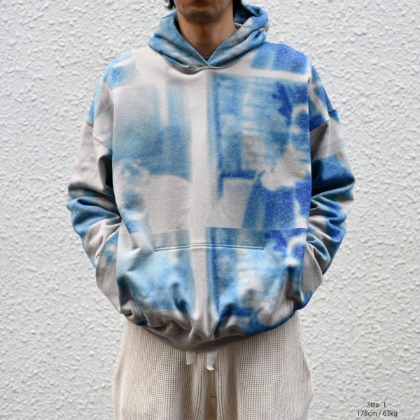 Sasquatchfabrix. /// CYANOTYPES SWEAT HOODIE Light Gray × Cyanotype 05