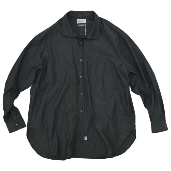 Marvine Pontiak shirt makers /// Italian Collar SH Beige Black Chambray 01
