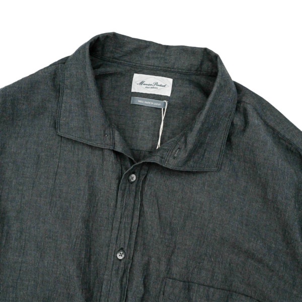 Marvine Pontiak shirt makers /// Italian Collar SH Beige Black Chambray 02