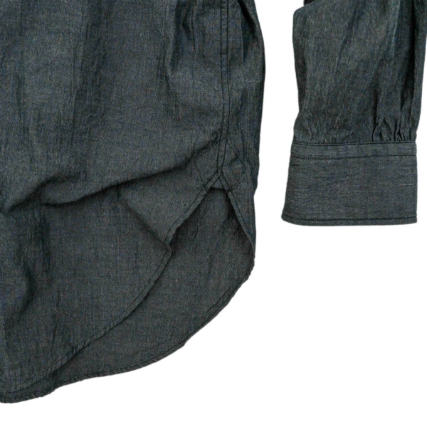 Marvine Pontiak shirt makers /// Italian Collar SH Beige Black Chambray 03