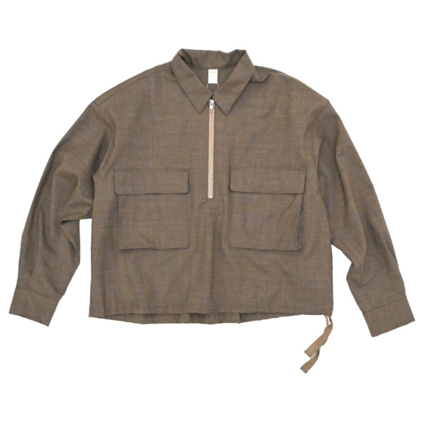 our /// Wool Half zip Shirts Brown 01