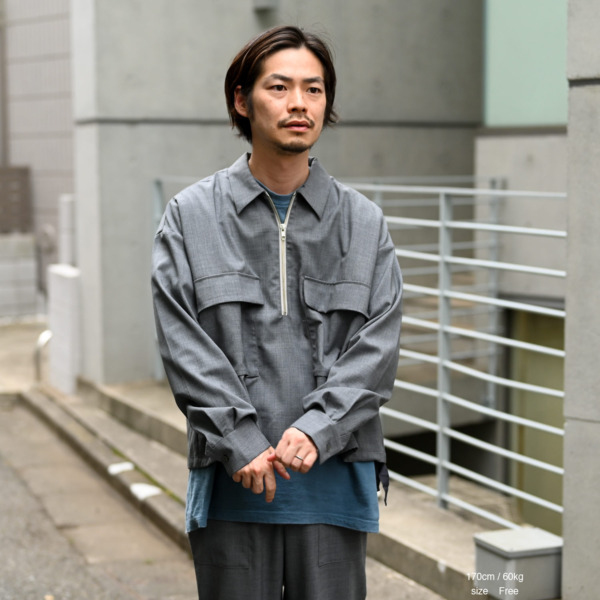 our /// Wool Half zip Shirts Gray 05