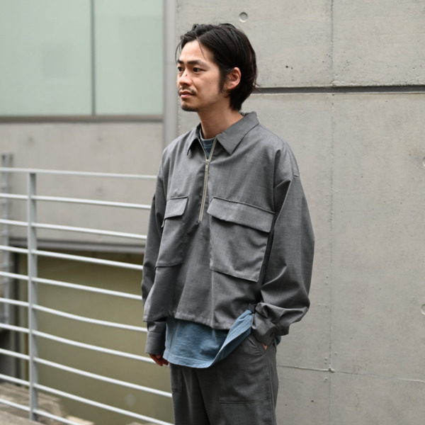 our /// Wool Half zip Shirts Gray 04