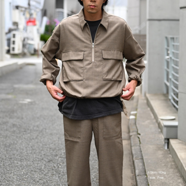 our /// Wool Half zip Shirts Brown 04