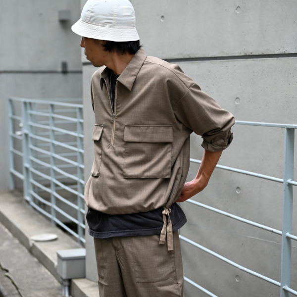 our /// Wool Half zip Shirts Brown 05