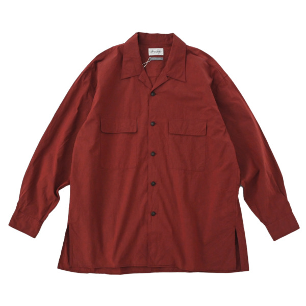 Marvine Pontiak shirt makers /// Open Collar SH Beige Bordeaux 01