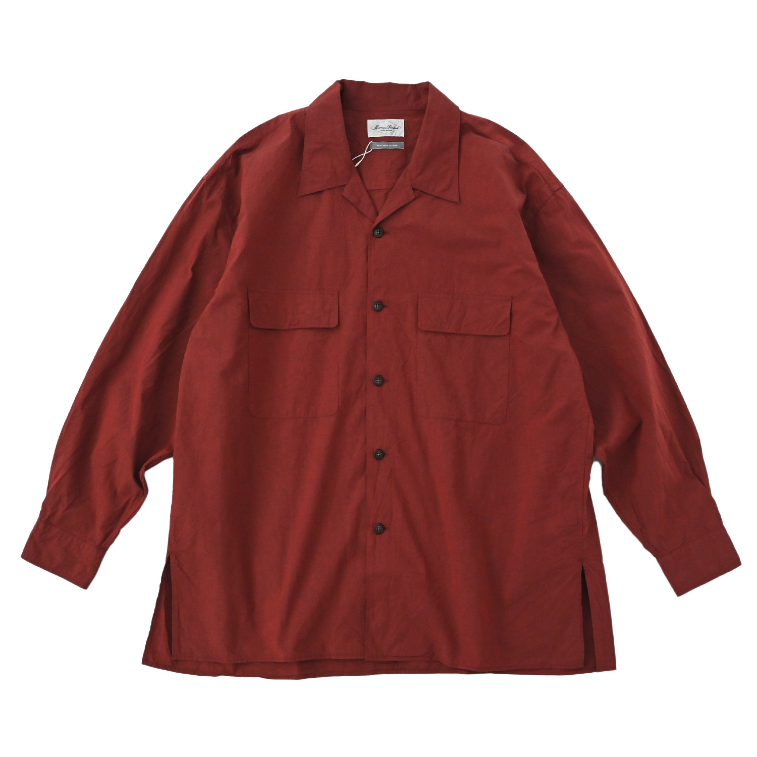 Marvine Pontiak shirt makers (Open Collar SH Beige Bordeaux) 通販