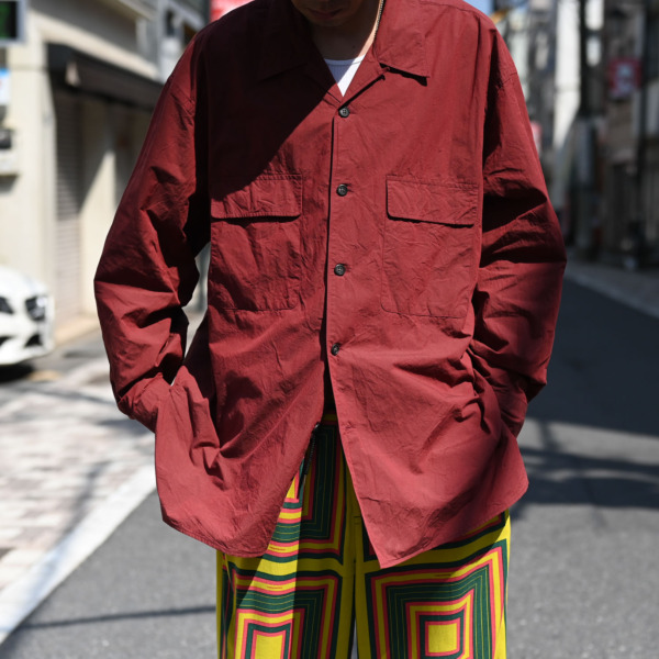 Marvine Pontiak shirt makers /// Open Collar SH Beige Bordeaux 06