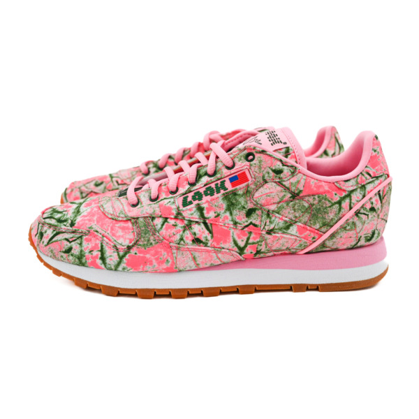 LQQK STUDIO × Reebok /// Classic Leather Bubble Gum Pink Leaf Camo 02