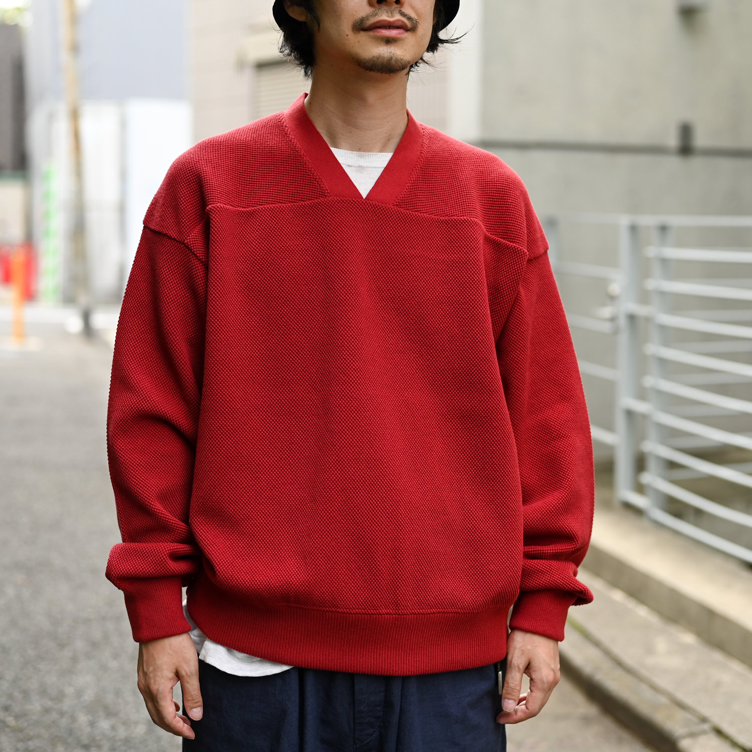 crepuscule (Moss Stitch V Neck Red) 通販 ｜ SUPPLY TOKYO online store