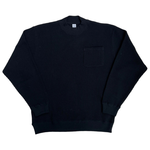 COMFORTABLE REASON /// Big Waffle Mock Neck Black 01