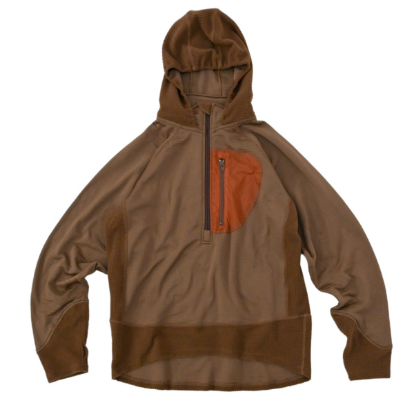 tone /// POLARTEC HALF ZIP HOODED SHIRT Brown 01