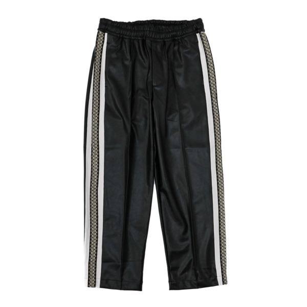 Sasquatchfabrix. /// SYNTHETIC LEATHER TRACK PANTS Black 01