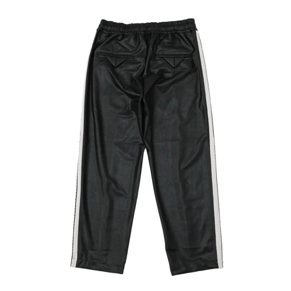 Sasquatchfabrix. /// SYNTHETIC LEATHER TRACK PANTS Black 02