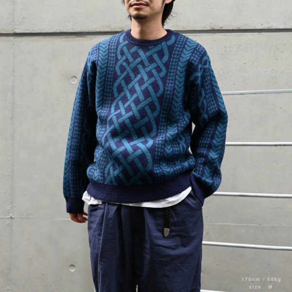 iggy /// Drawn Cableknit Jacquard Sweater Navy 03