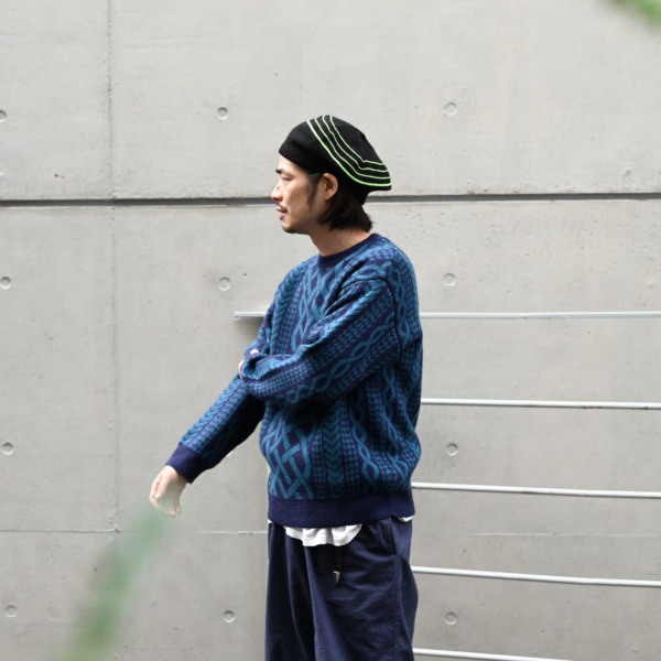 iggy /// Drawn Cableknit Jacquard Sweater Navy 04