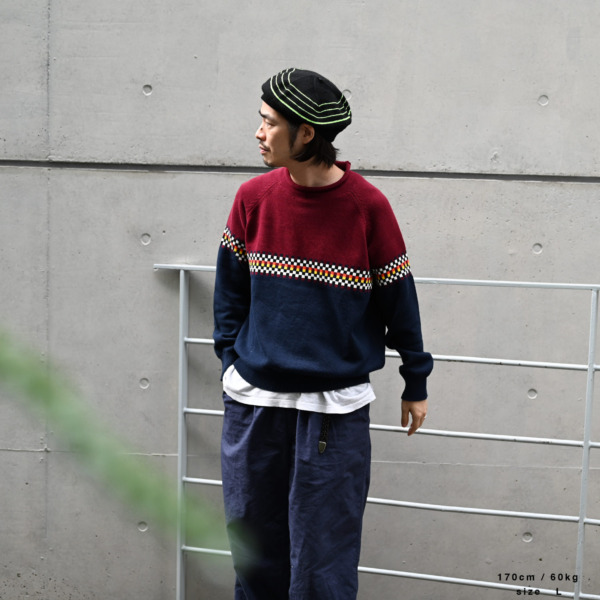 iggy /// Raglan Rolltop Knit Sweater Maroon / Navy 04