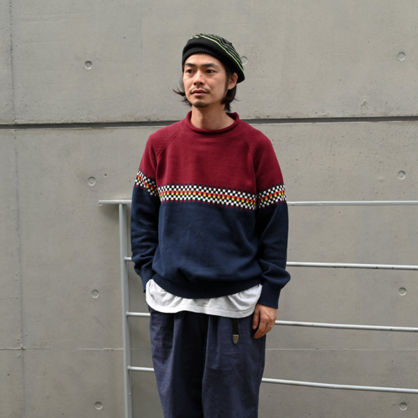 iggy /// Raglan Rolltop Knit Sweater Maroon / Navy 05