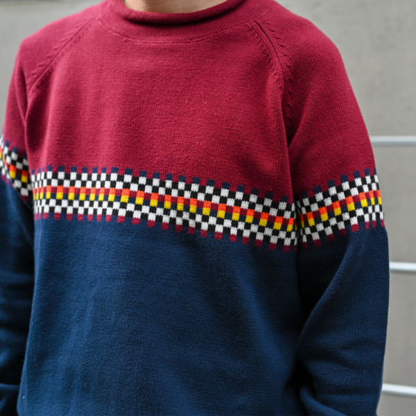 iggy /// Raglan Rolltop Knit Sweater Maroon / Navy 06