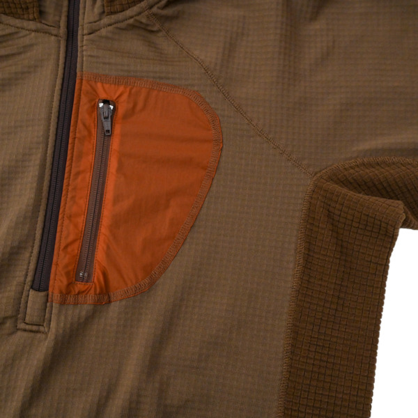 tone /// POLARTEC HALF ZIP HOODED SHIRT Brown 03