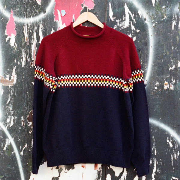 iggy /// Raglan Rolltop Knit Sweater Maroon / Navy 07