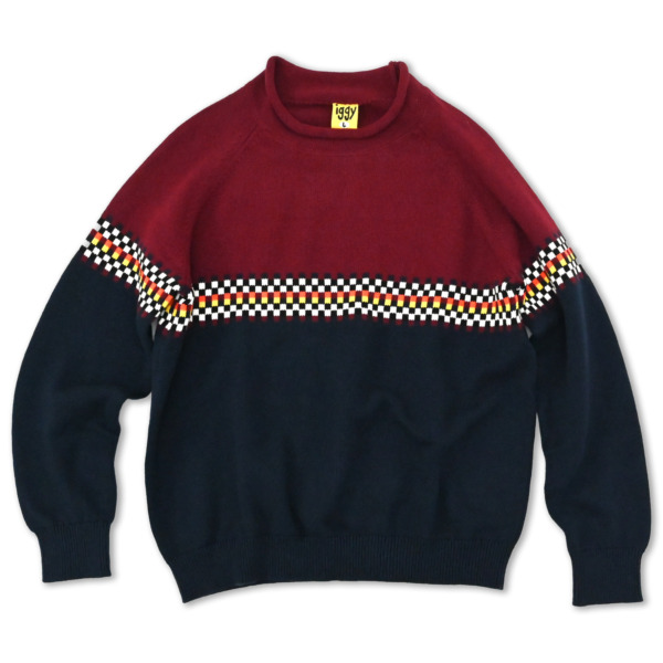 iggy /// Raglan Rolltop Knit Sweater Maroon / Navy 01