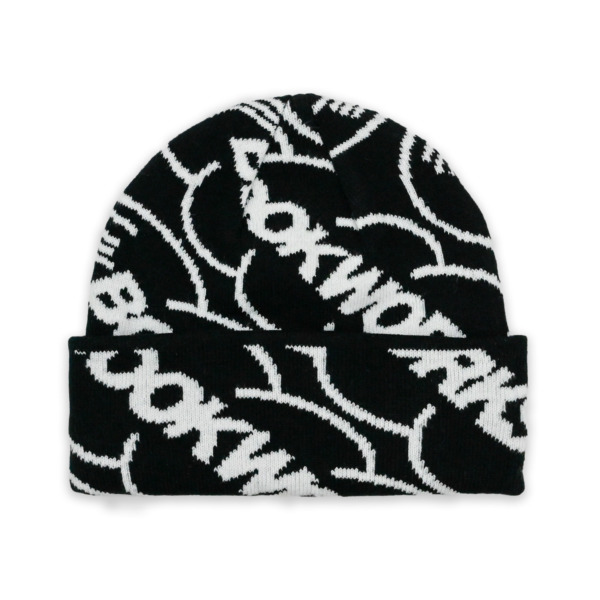 BOOK WORKS /// RECORD LOGO JACQUARD BLACK BEANIE 01