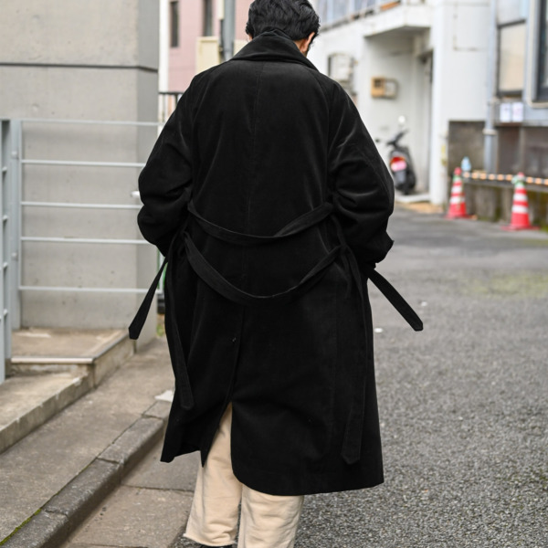 Sick and Tired /// CLASSIC LONG COAT WITH MUFFLER Black Corduroy 09