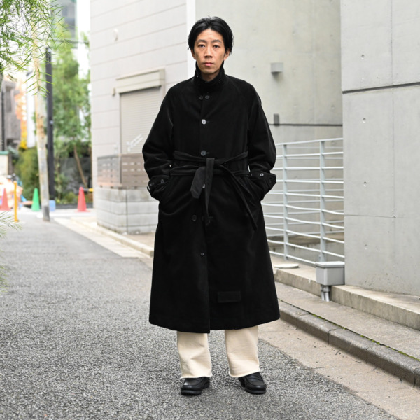 Sick and Tired /// CLASSIC LONG COAT WITH MUFFLER Black Corduroy 010
