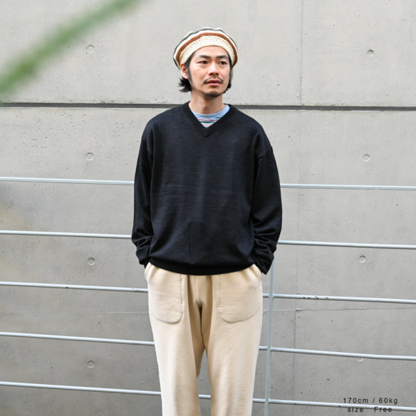 crepuscule × SUPPLY /// Merino Wool V-neck Knit C.Gray 012