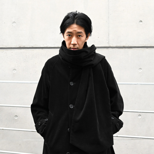 Sick and Tired /// CLASSIC LONG COAT WITH MUFFLER Black Corduroy 014