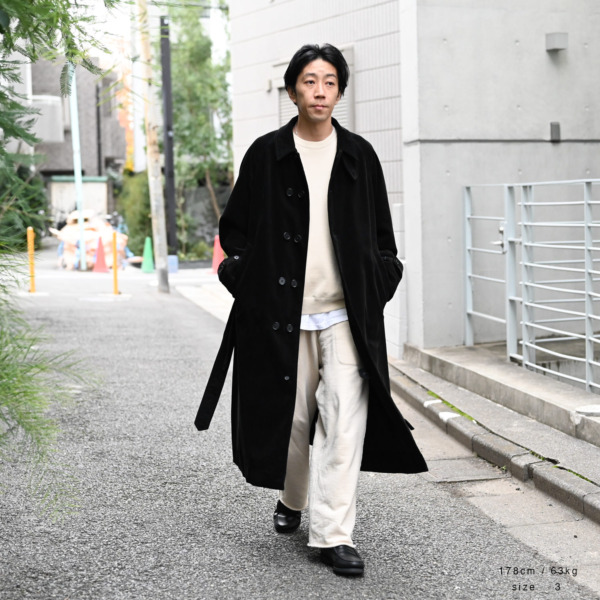 Sick and Tired /// CLASSIC LONG COAT WITH MUFFLER Black Corduroy 08